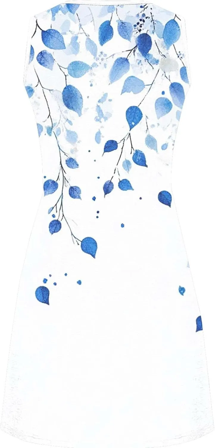 Midi Dresses for Women Summer Boho Floral Print Sleeveless Tank Dresses A-Line Casual Sundress Beach Cover Ups