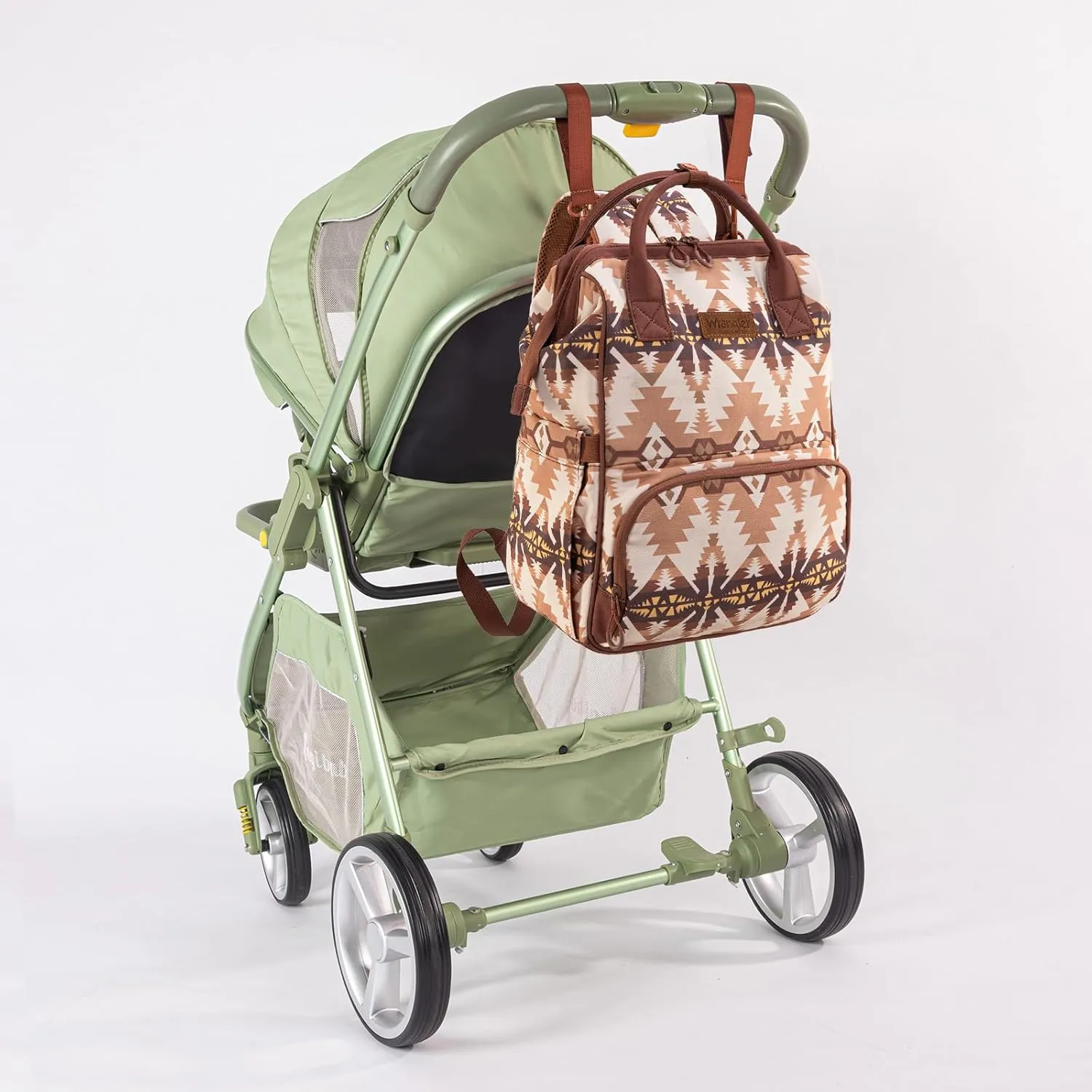 Montana West x Wrangler Diaper Bag Backpack Aztec Travel Backpack Purses Western Multi-Function Baby Bags for Mom with Waterproof Insulated Pockets