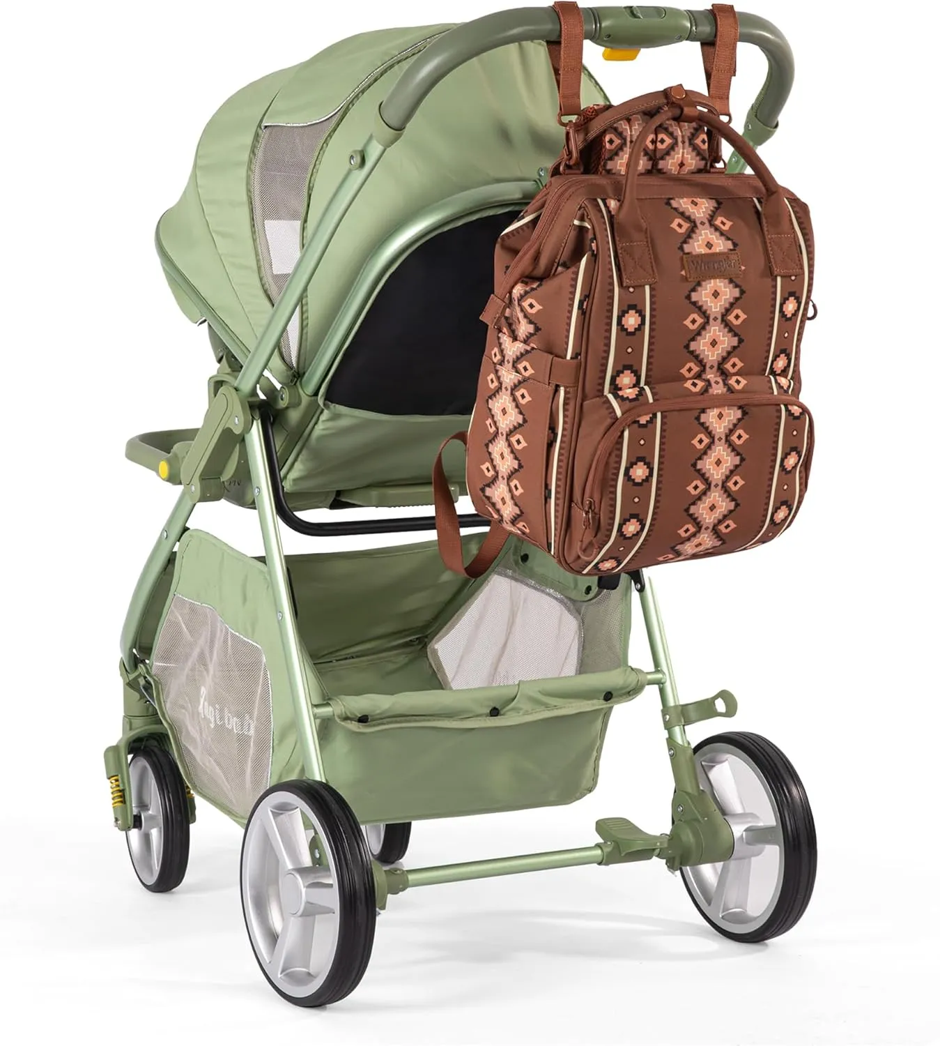 Montana West x Wrangler Diaper Bag Backpack Aztec Travel Backpack Purses Western Multi-Function Baby Bags for Mom with Waterproof Insulated Pockets