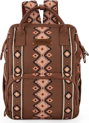 Montana West x Wrangler Diaper Bag Backpack Aztec Travel Backpack Purses Western Multi-Function Baby Bags for Mom with Waterproof Insulated Pockets