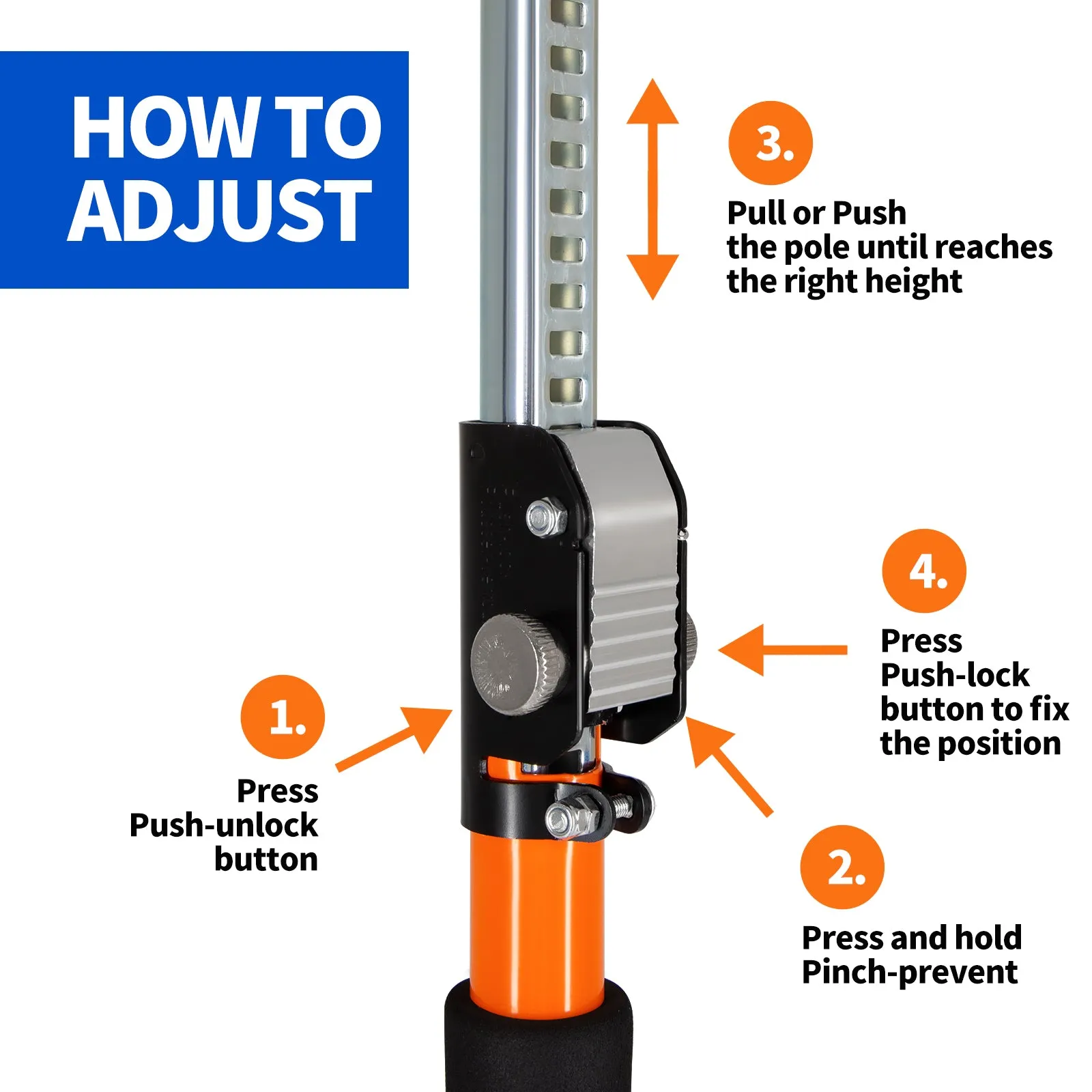 Mountlaser Cabinet Adjustable Support Pole P2-290CM/114INCH - 3rd Hand Support System