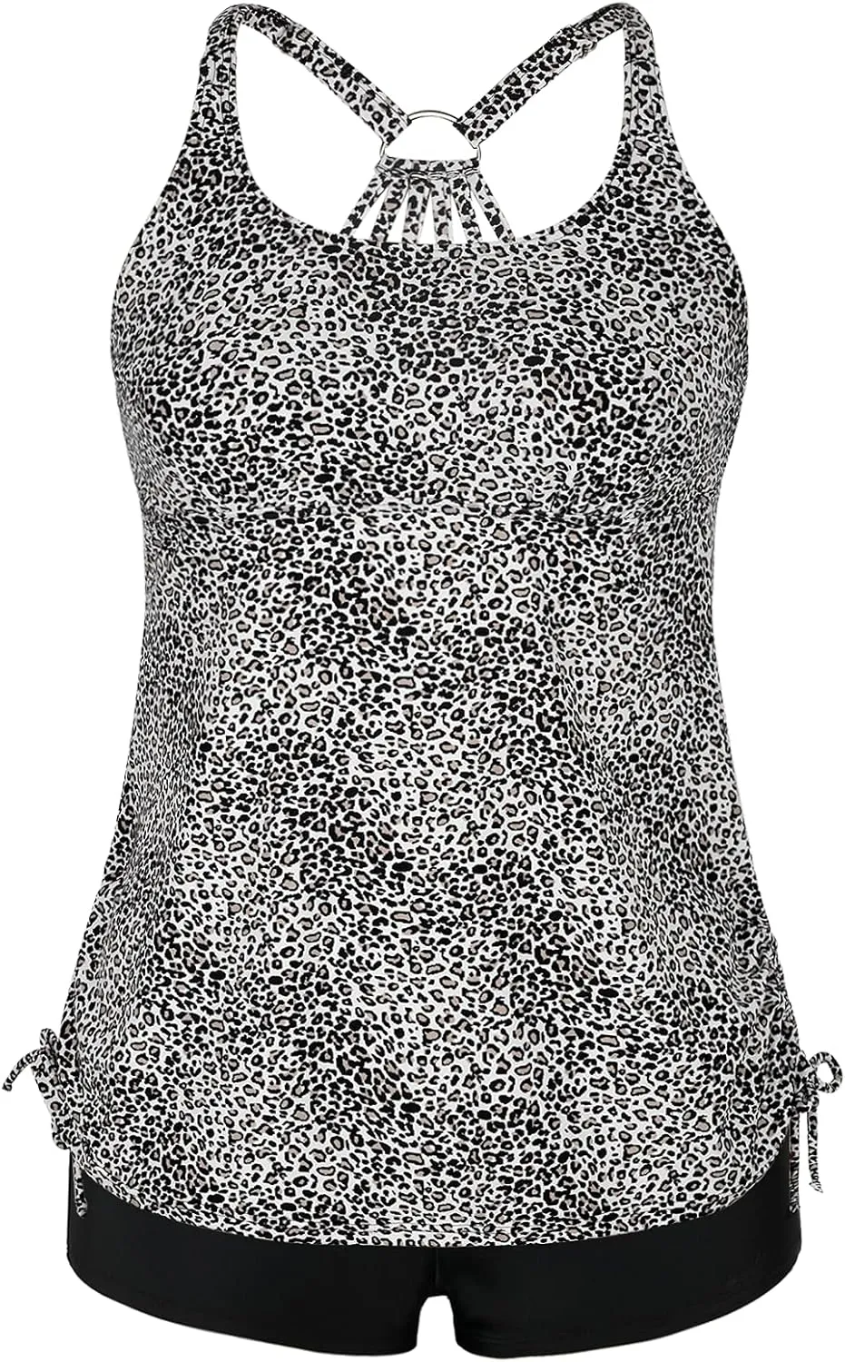 Mycoco Plus Size Two Piece Tankini Swimsuit for Women Athletic Bathing Suits High Neck Tankini Top with Shorts