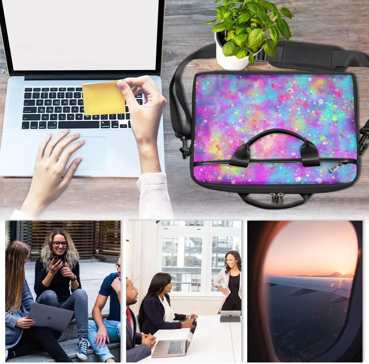 Pirate Skull Laptop Shoulder Messenger Bag Waterproof Laptop Briefcase Handle Padded Strap