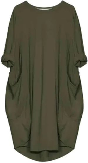 Plus Size Dresses for Curvy Women Casual Roll-Up Oversized Tunic Dress Loose Baggy Tshirt Midi Derss Tops with Pockets