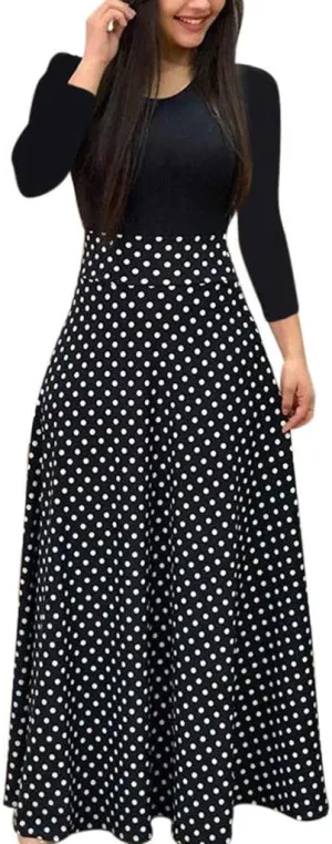 Plus Size Dresses for Curvy Women Short/Long Sleeve Floral Maxi Dress 2024 Fall Casual Crewneck High Waist Long Dress