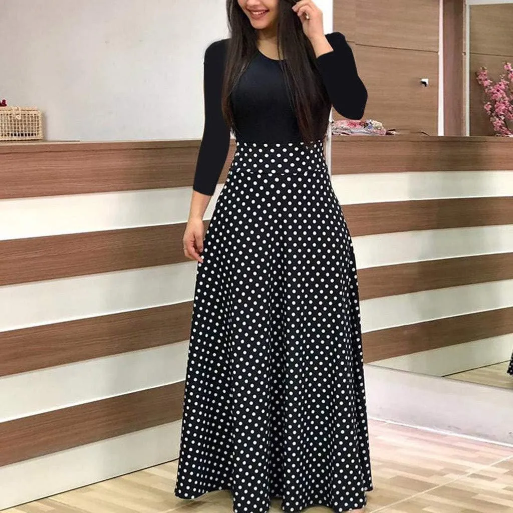 Plus Size Dresses for Curvy Women Short/Long Sleeve Floral Maxi Dress 2024 Fall Casual Crewneck High Waist Long Dress