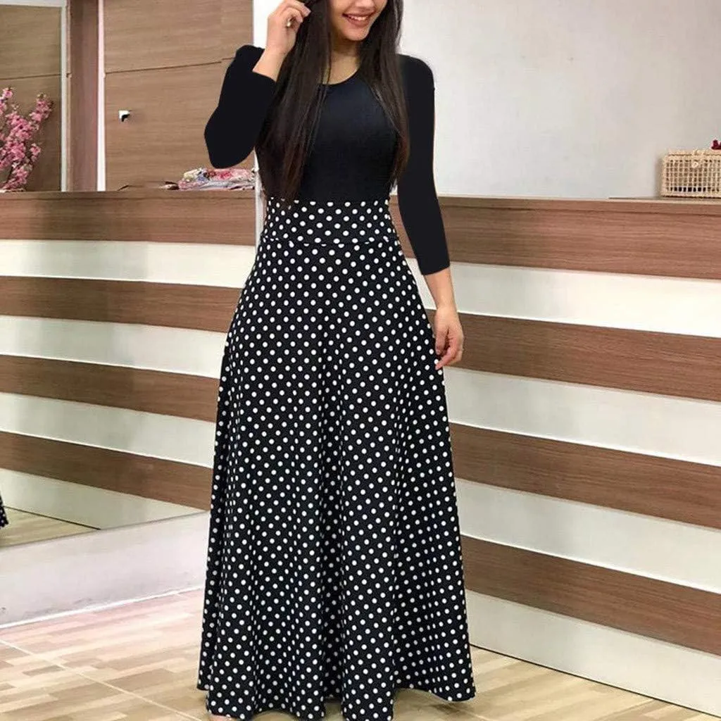 Plus Size Dresses for Curvy Women Short/Long Sleeve Floral Maxi Dress 2024 Fall Casual Crewneck High Waist Long Dress
