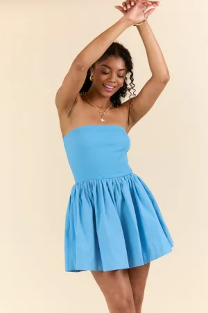 Ready By Noon Blue Strapless Fit and Flare Dress