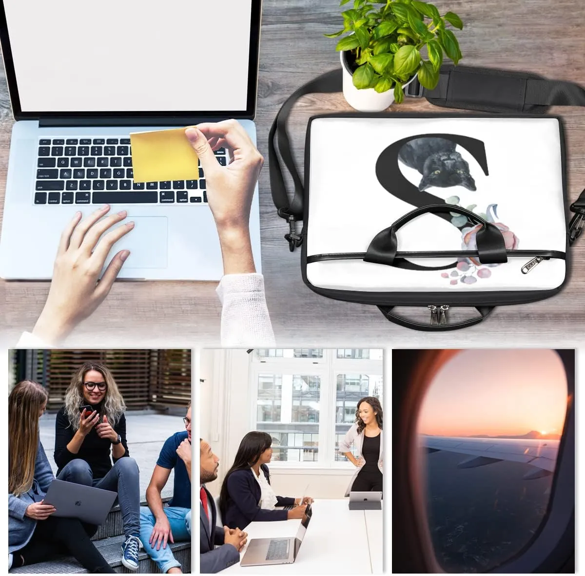 Science Lab Education Themed Laptop Shoulder Messenger Bag Waterproof Laptop Briefcase with Handle and Padded