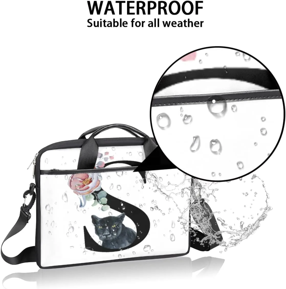 Science Lab Education Themed Laptop Shoulder Messenger Bag Waterproof Laptop Briefcase with Handle and Padded