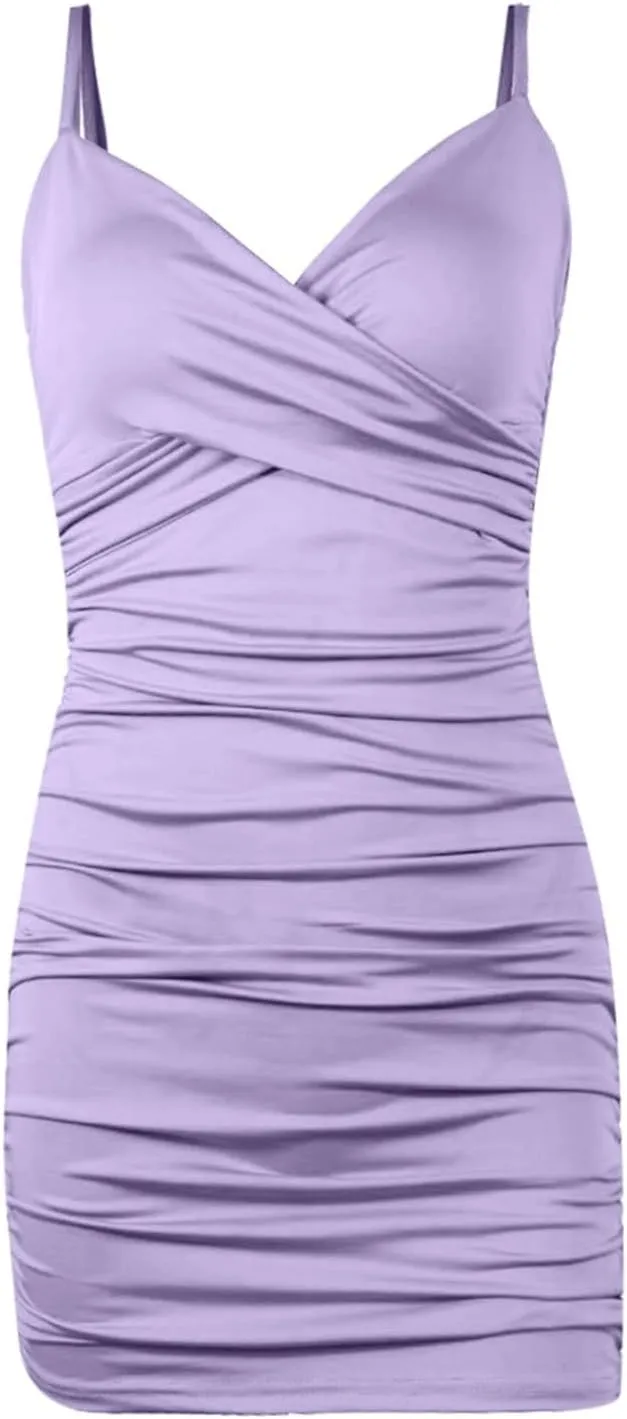 Semi Formal Dresses for Women Elegant Sexy Cross V Neck Spaghetti Straps Mini Cocktail Dress Club Evening Party Sundress