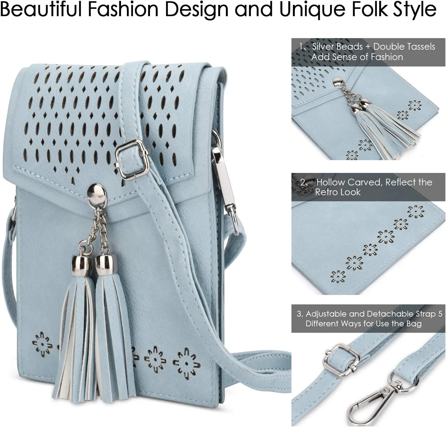 seOSTO Womens Small Crossbody Bag For Woman, Tassel Wallet PurseGifts For Teenage Girls
