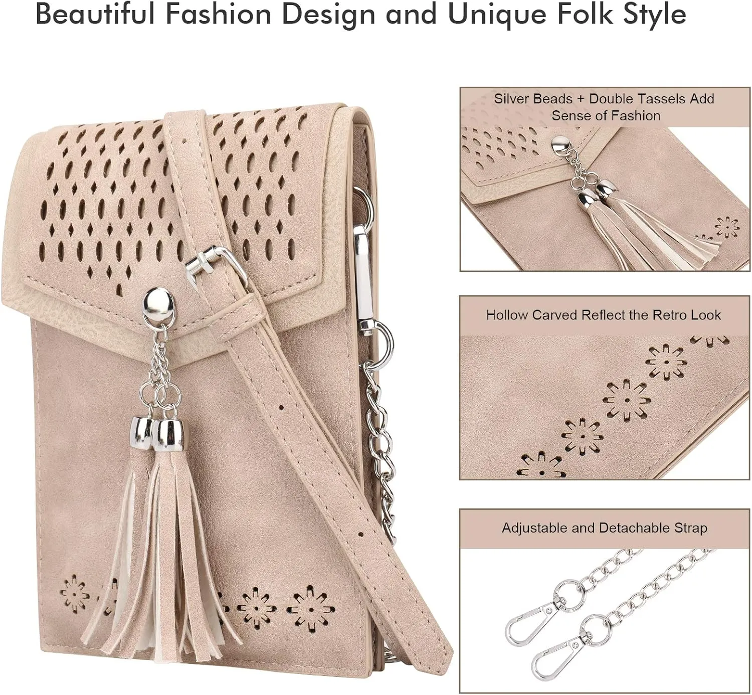 seOSTO Womens Small Crossbody Bag For Woman, Tassel Wallet PurseGifts For Teenage Girls