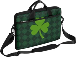 Shamrocks Clovers Paid Laptop Shoulder Messenger Bag Waterproof Laptop Briefcase with Handle and Padded Strap