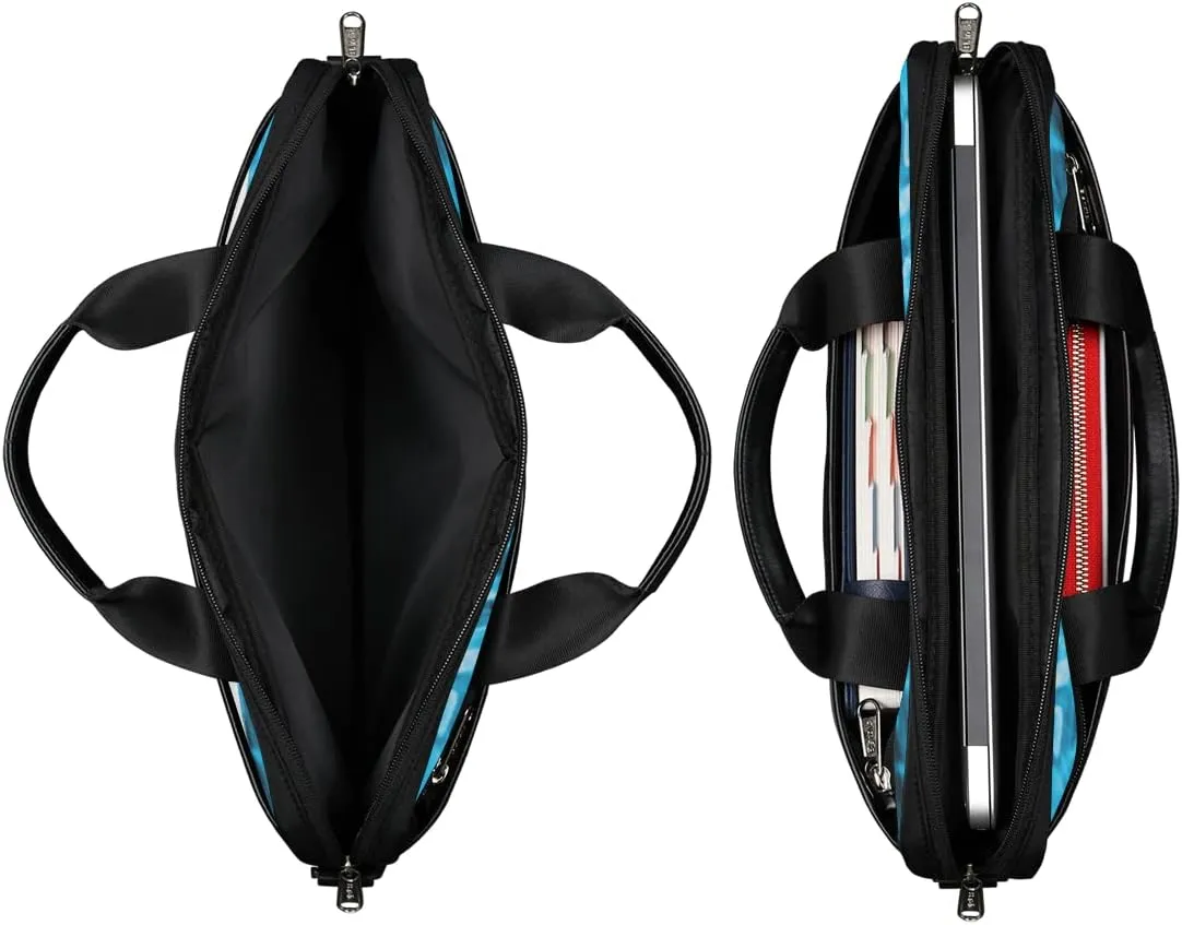 Skull And Floral Pattern Laptop Shoulder Messenger Bag Waterproof Laptop Briefcase Handle Padded Strap