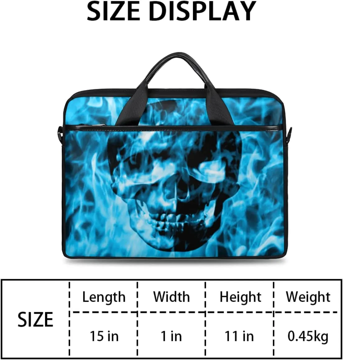 Skull And Floral Pattern Laptop Shoulder Messenger Bag Waterproof Laptop Briefcase Handle Padded Strap