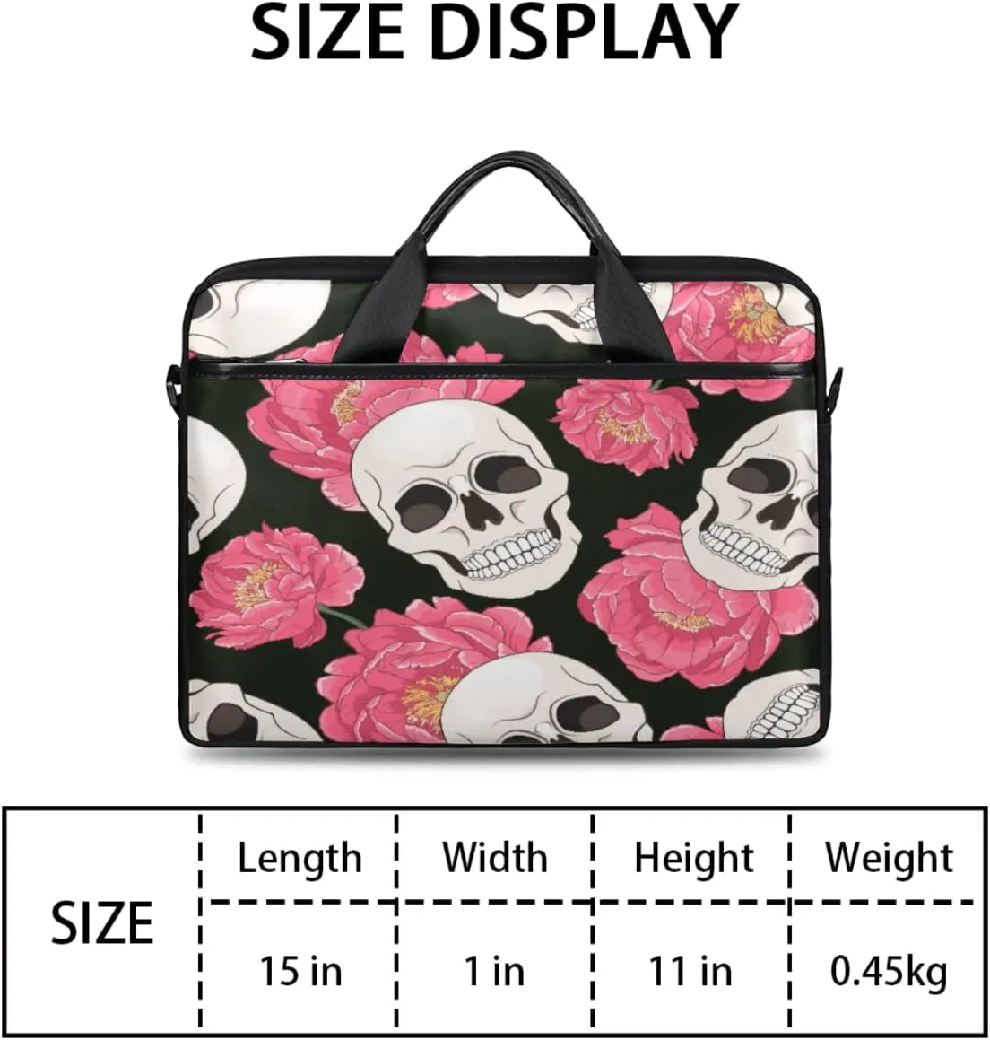 Small Blue Flower Laptop Shoulder Messenger Bag Waterproof Laptop Briefcase Handle Padded Strap