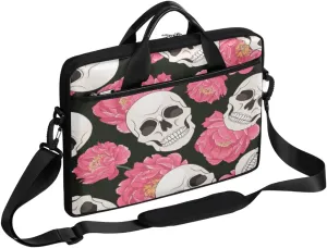 Small Blue Flower Laptop Shoulder Messenger Bag Waterproof Laptop Briefcase Handle Padded Strap