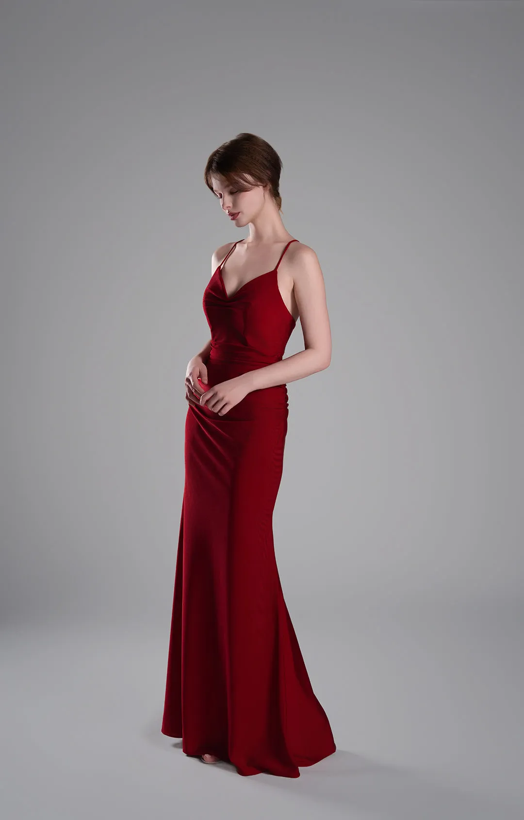 Spaghetti Straps Strappy Back Satin Lace-Up Mermaid Dresses