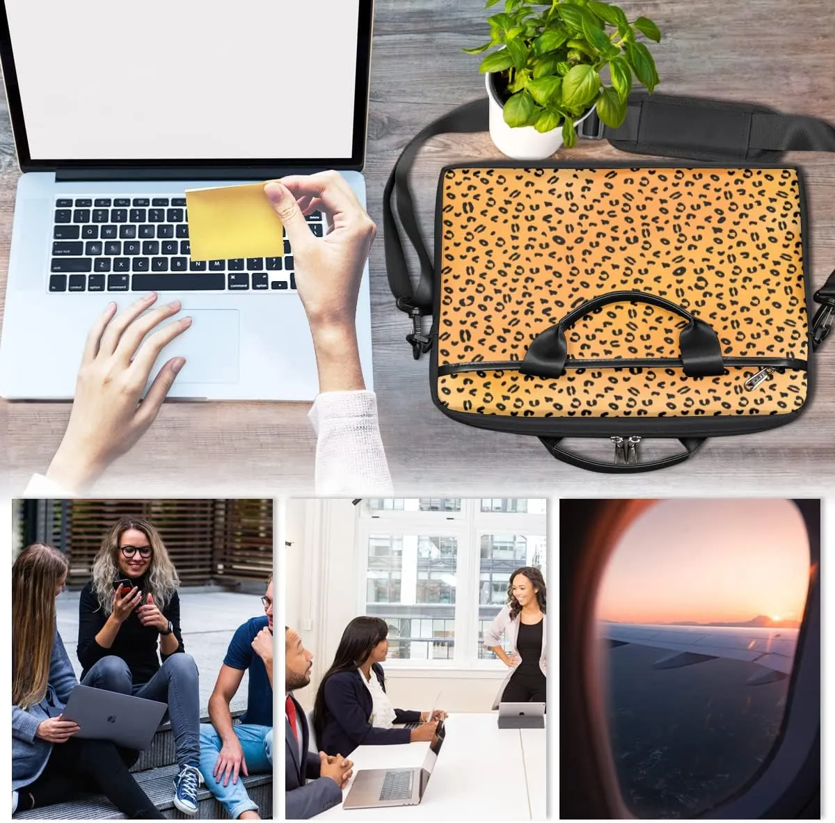 Strawberry Mushrooms Laptop Shoulder Messenger Bag Waterproof Laptop Briefcase Handle Padded Strap