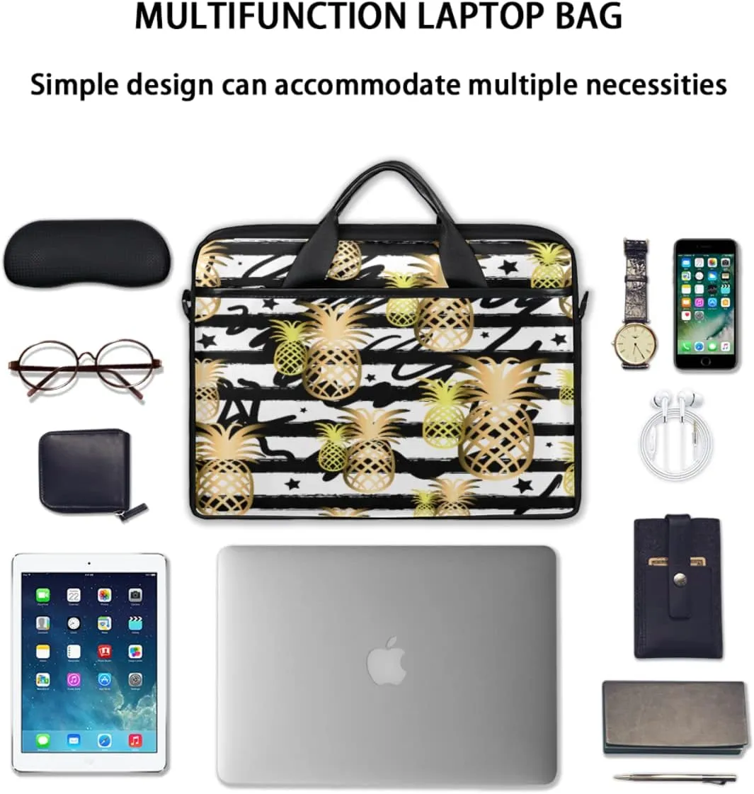 Strawberry Mushrooms Laptop Shoulder Messenger Bag Waterproof Laptop Briefcase Handle Padded Strap
