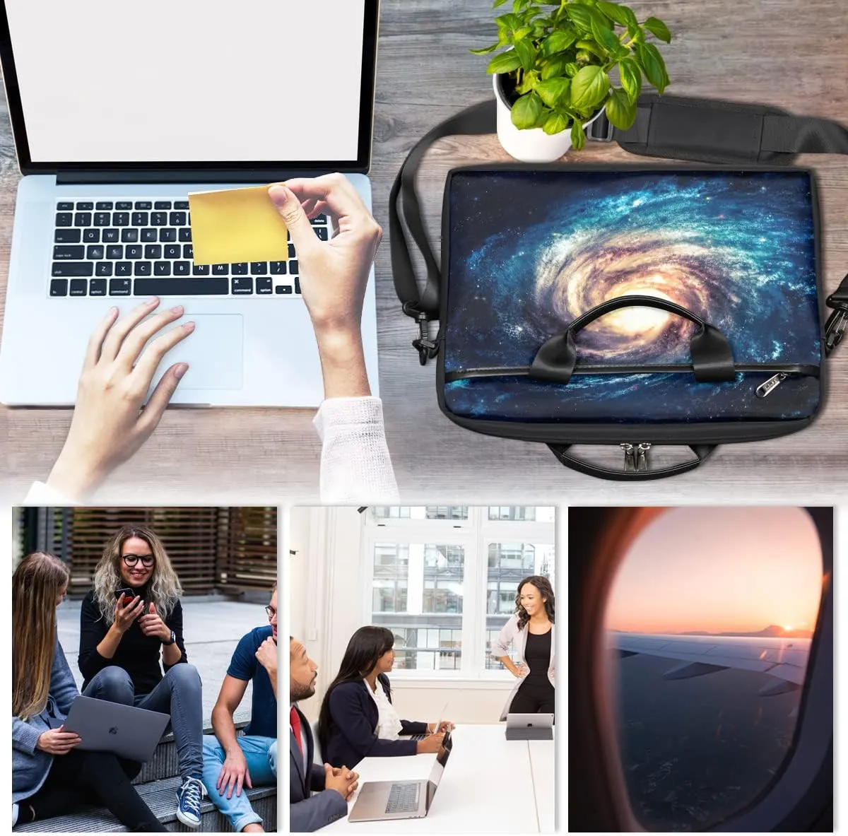 Sugar Skull Pattern Laptop Shoulder Messenger Bag Waterproof Laptop Briefcase Handle Padded Strap