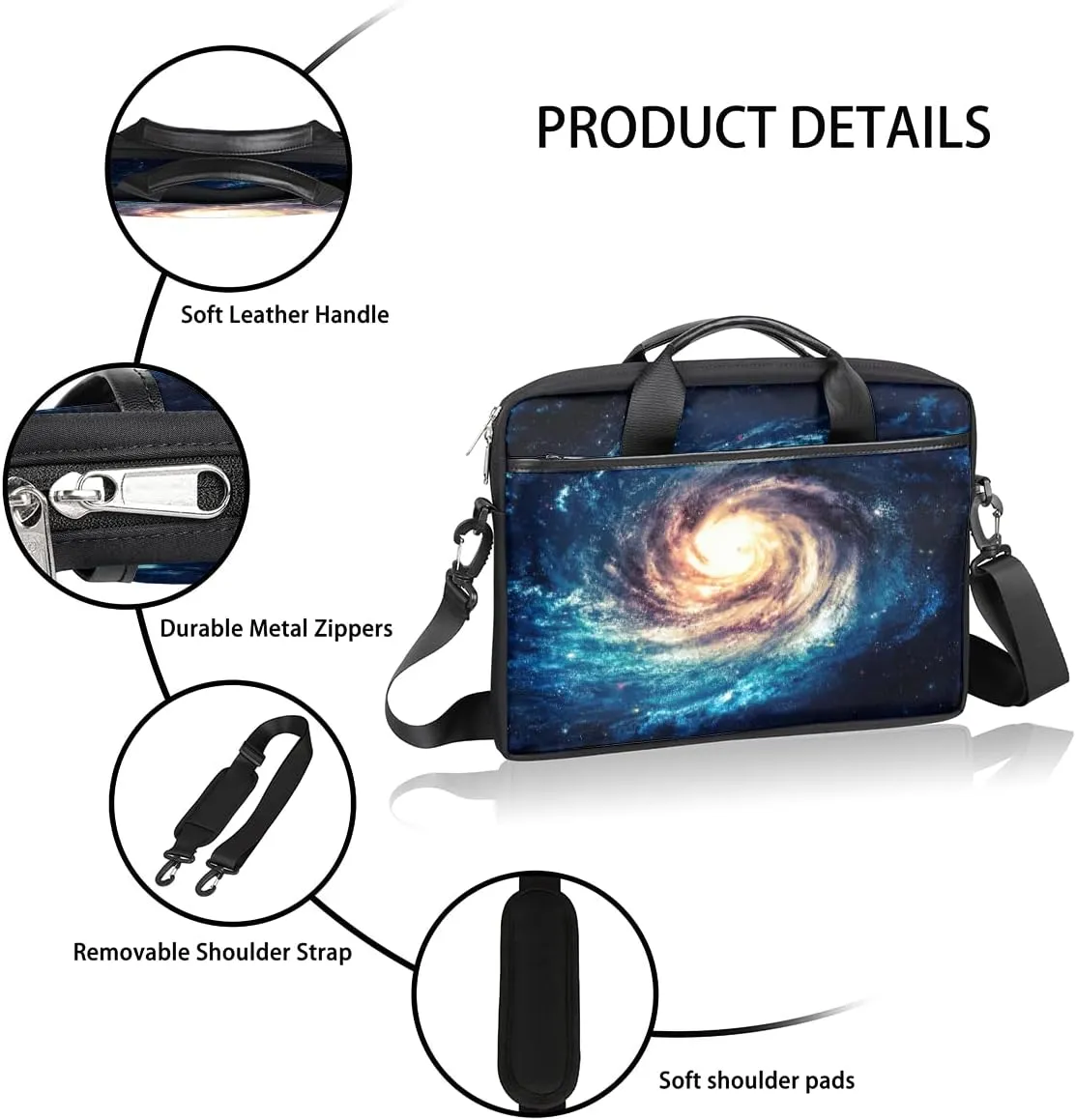 Sugar Skull Pattern Laptop Shoulder Messenger Bag Waterproof Laptop Briefcase Handle Padded Strap