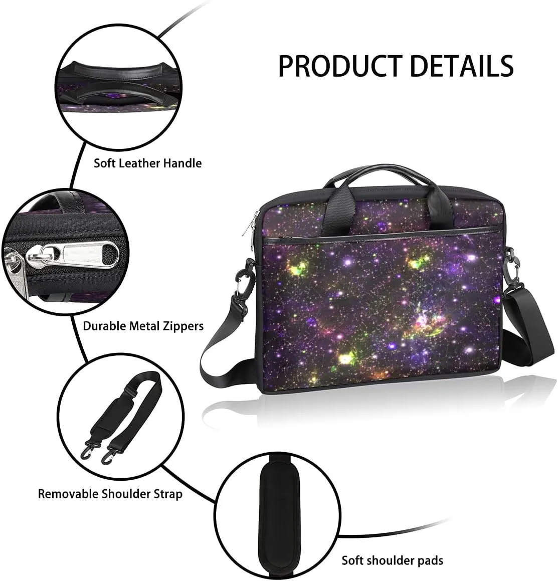 Sugar Skull Pattern Laptop Shoulder Messenger Bag Waterproof Laptop Briefcase Handle Padded Strap