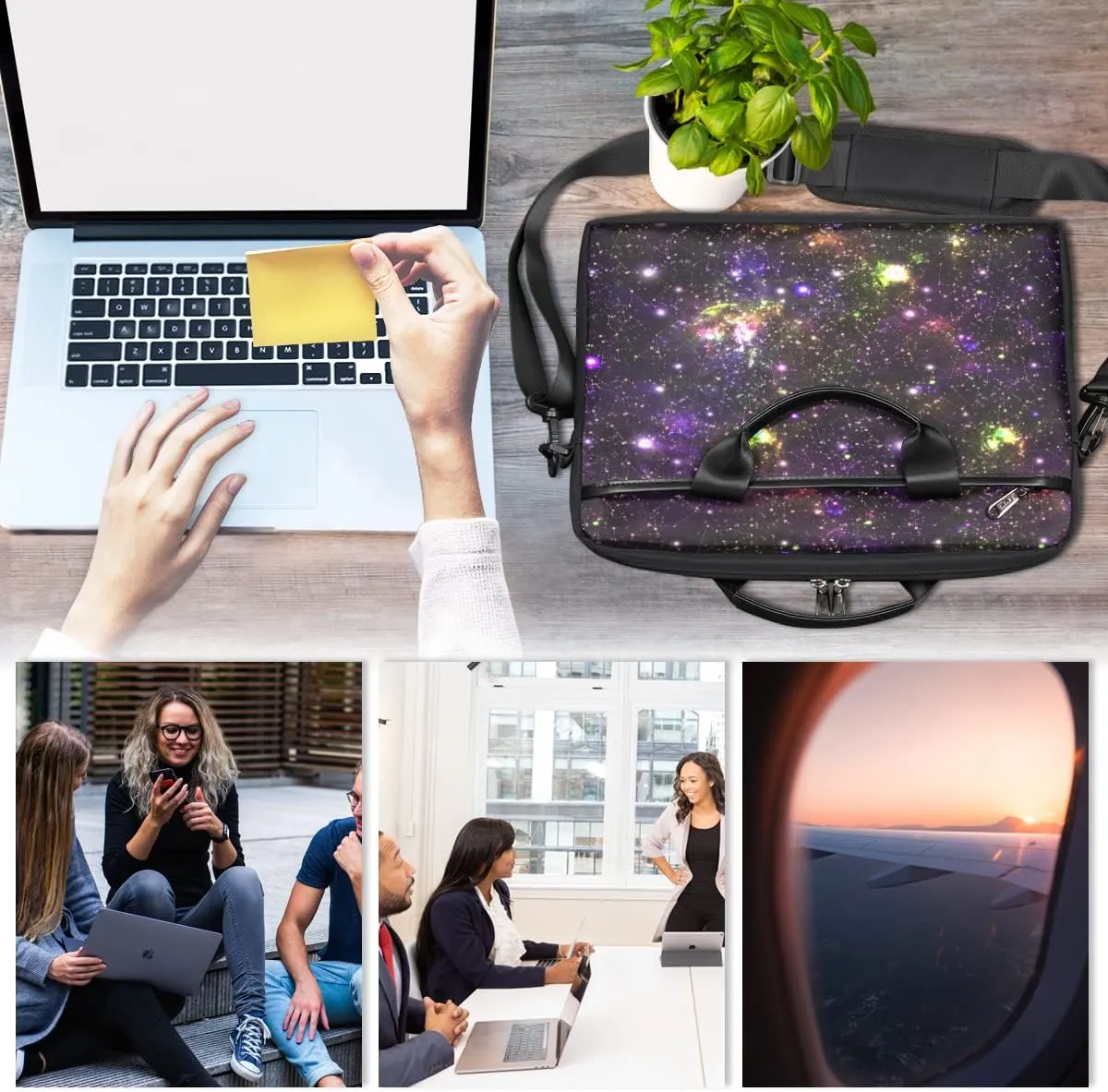 Sugar Skull Pattern Laptop Shoulder Messenger Bag Waterproof Laptop Briefcase Handle Padded Strap
