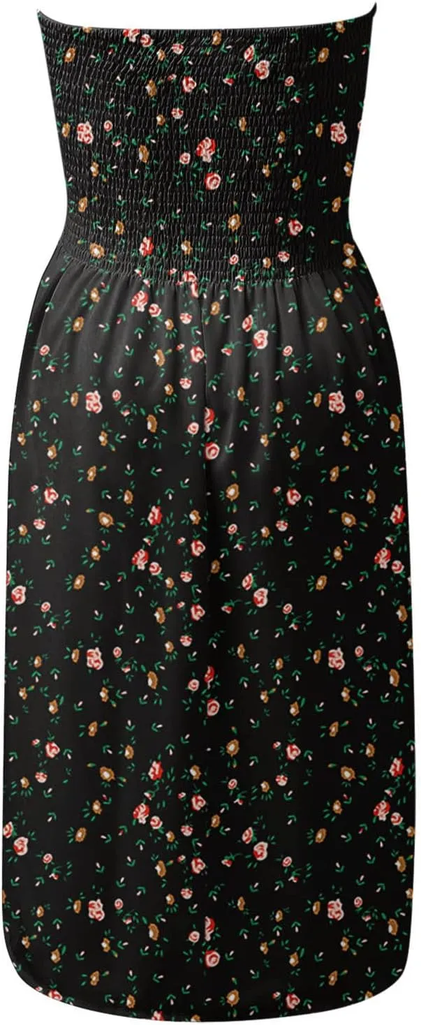 Summer Dress for Women Beach Boho Strapless Cover Ups Off Shoulder Floral Sundresses Off The Shoulder Dresses for Women