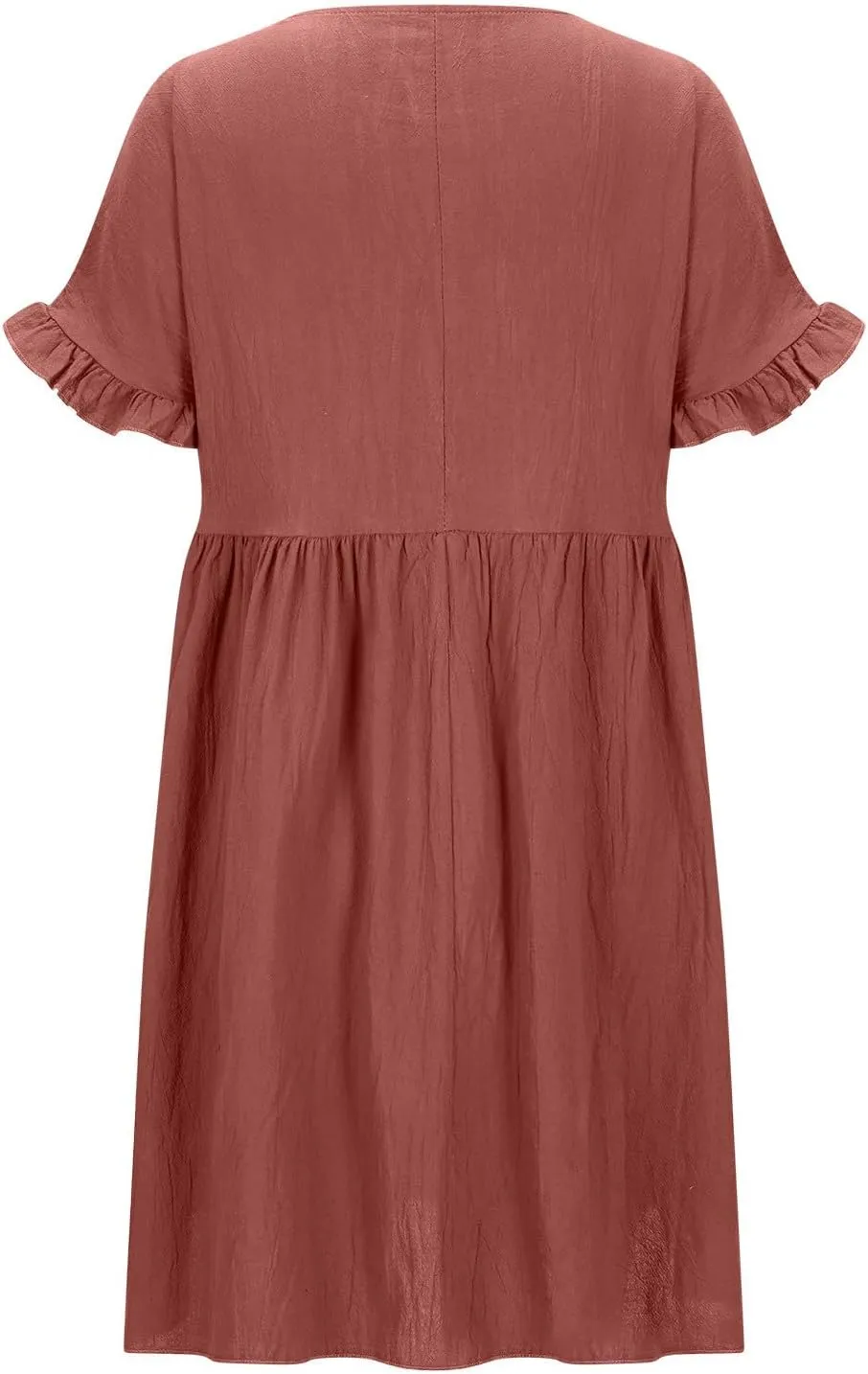Summer Dresses for Women 2025 Crew Neck Ruffle Sleeve Cute Babydoll Mini Dress Pleated Swing A-Line Sundresses