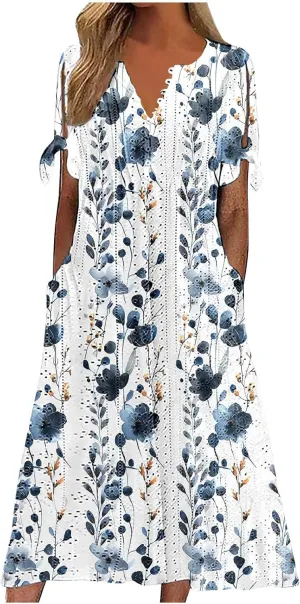 Summer Dresses for Women 2025 Plus Size Wedding Guest Maxi Dress Beach Vacation Sundress Short Sleeve Eyelet Dresses