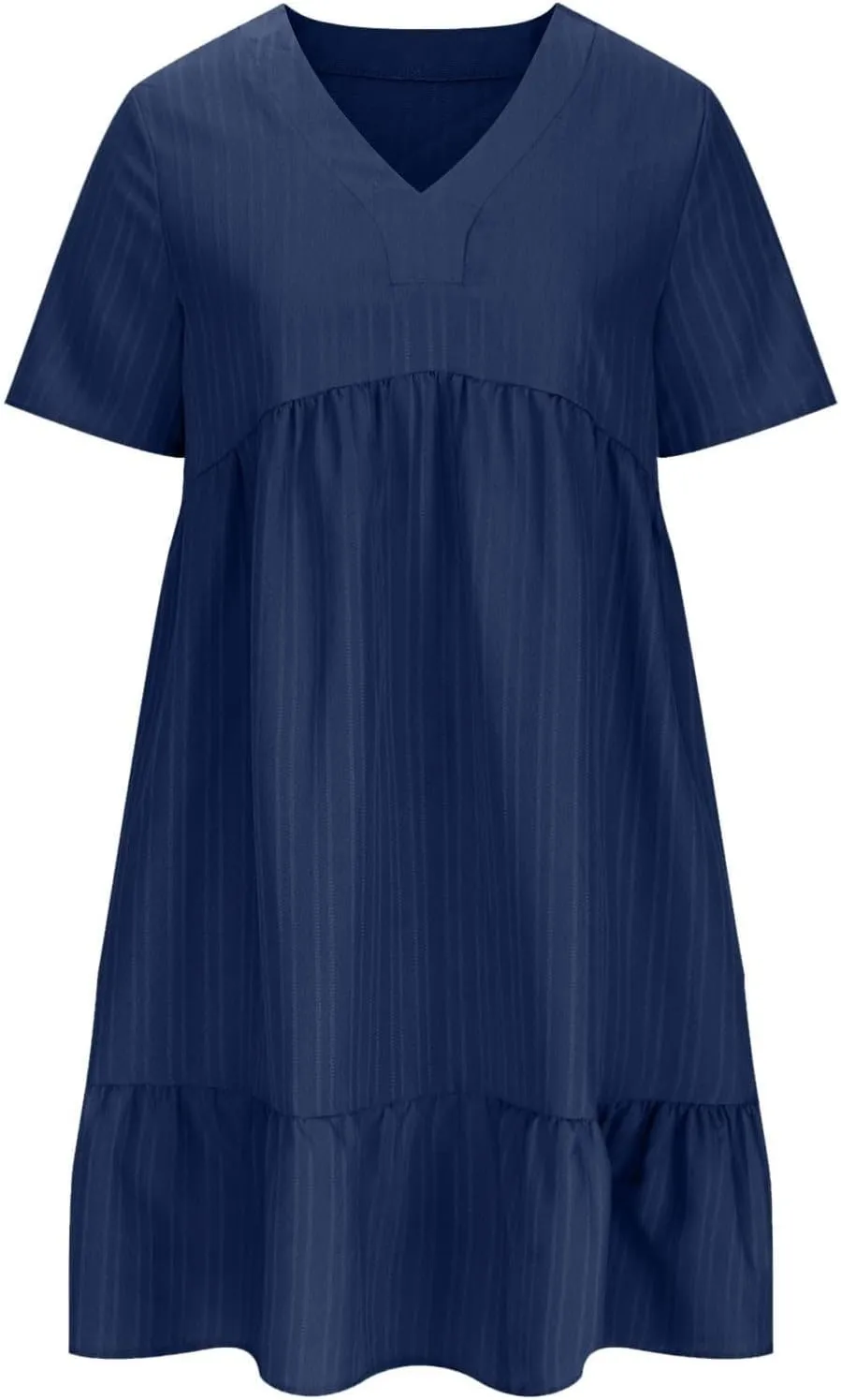 Summer Dresses for Women 2025 Vacation Short Sleeve v Neck Mini T Shirt Dress Pleated Ruffle Flowy Beach Sundresses