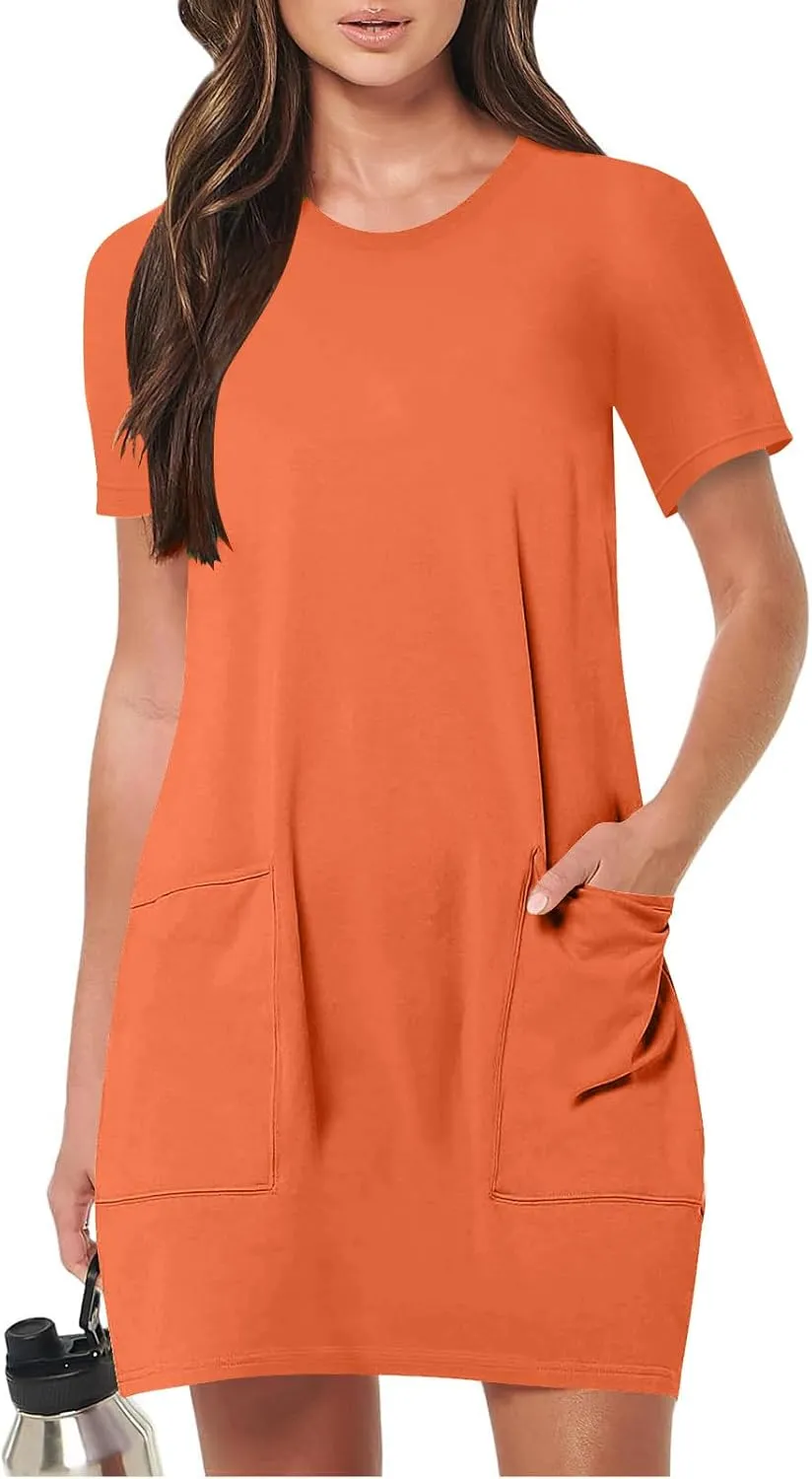 Summer Dresses Women Short Sleeve Mini Dress Fitted Loose Flowy Dresses Women Casual Spring Summer