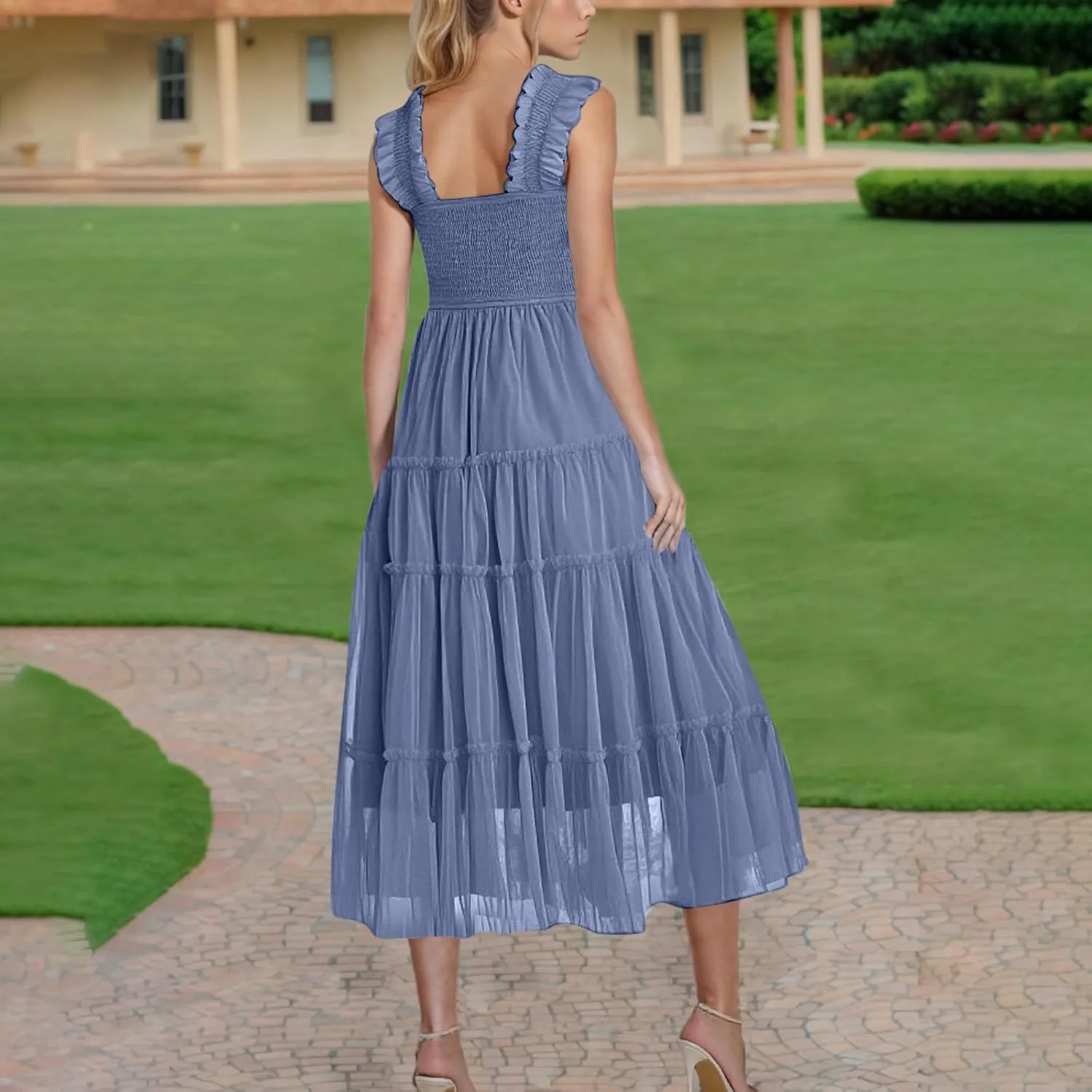 Summer Maxi Dresses for Women 2025 Wedding Guest Graduation Dress Boho Sleeveless Sundress Tulle Prom Ball Gown Dress