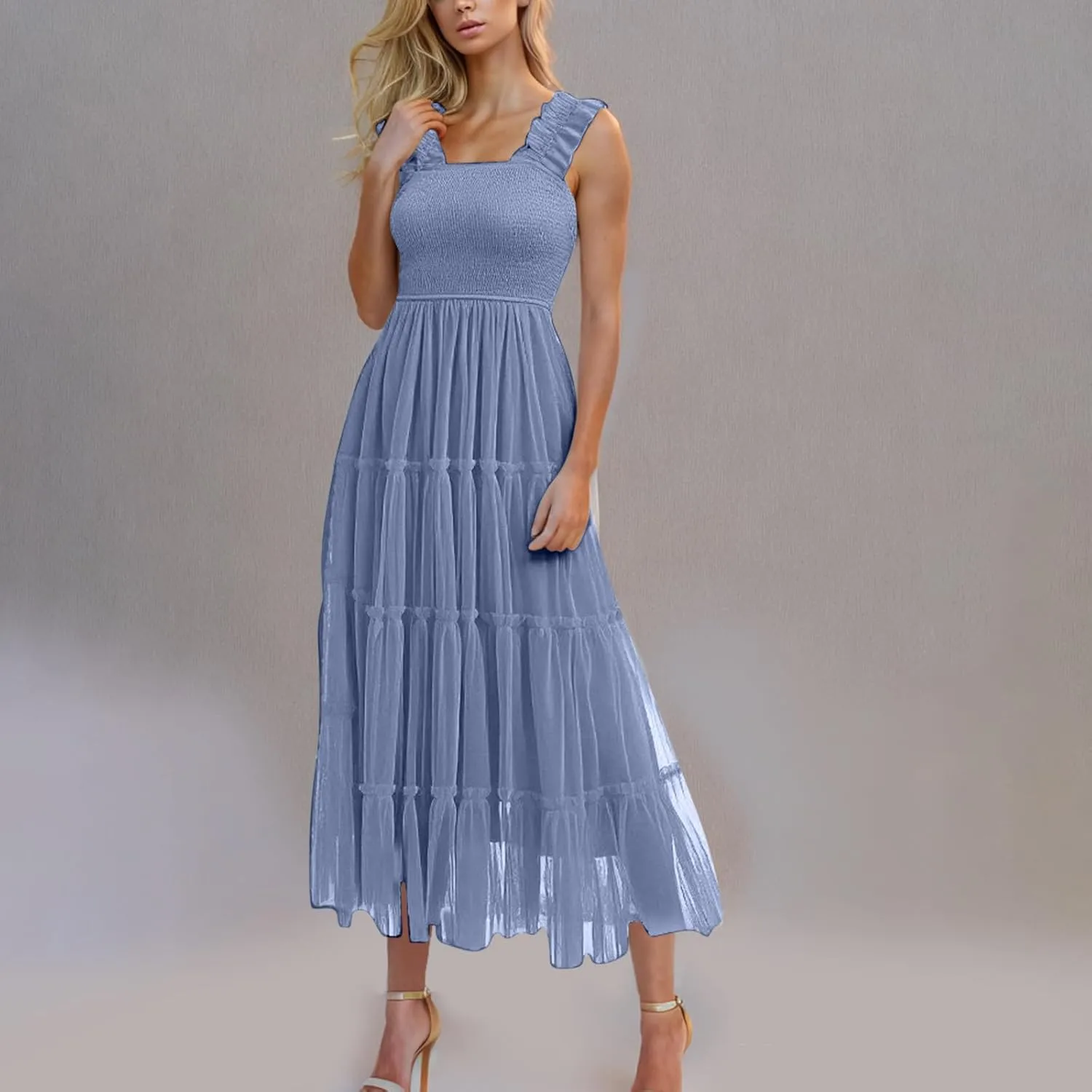 Summer Maxi Dresses for Women 2025 Wedding Guest Graduation Dress Boho Sleeveless Sundress Tulle Prom Ball Gown Dress