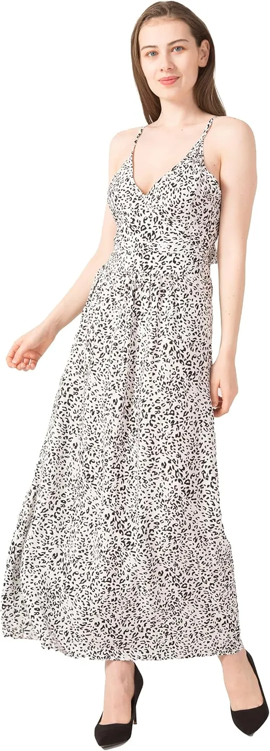 Summer Sleeveless V-Neck Backless Fashion Printed Dresses for Women Long Skirts