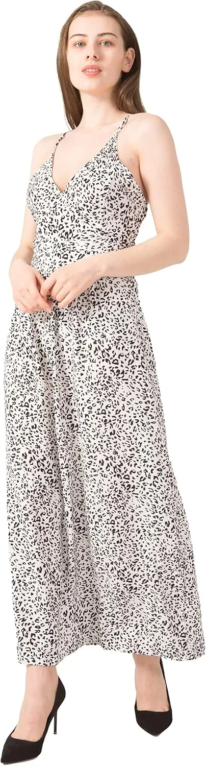 Summer Sleeveless V-Neck Backless Fashion Printed Dresses for Women Long Skirts