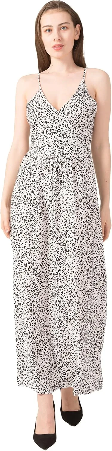 Summer Sleeveless V-Neck Backless Fashion Printed Dresses for Women Long Skirts