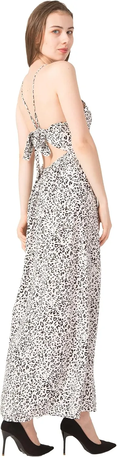 Summer Sleeveless V-Neck Backless Fashion Printed Dresses for Women Long Skirts
