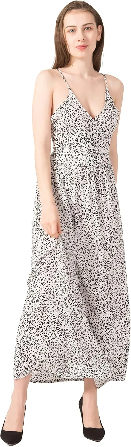Summer Sleeveless V-Neck Backless Fashion Printed Dresses for Women Long Skirts