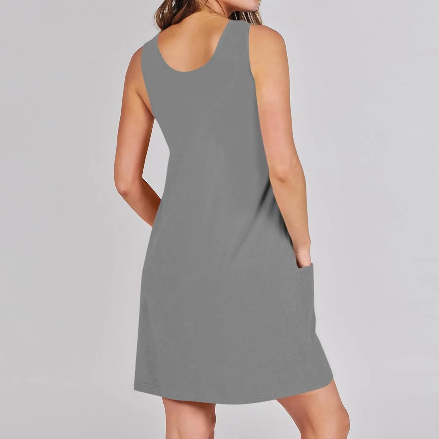 Summer Sundresses for Women Sleeveless Casual Mini Dress with Pockets Boho Loose Beach Vacation Dresses 2025