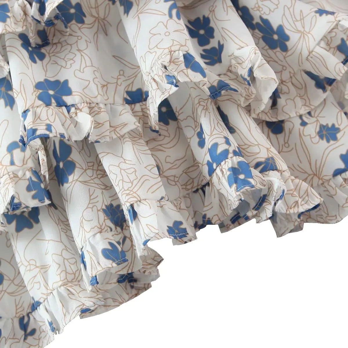 Summer V Neck Floral A Line Sleeveless Dress Tie Shoulder Ruffle Mini Vacation Backless Dresses for Women