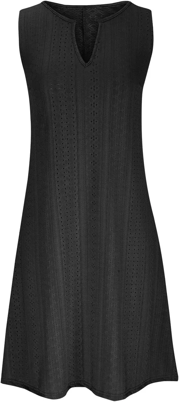 Sundresses for Women 2024 Casual Beach Sleeveless Resort Wear Vacation Sun Dresses Spring Summer Tank Dress