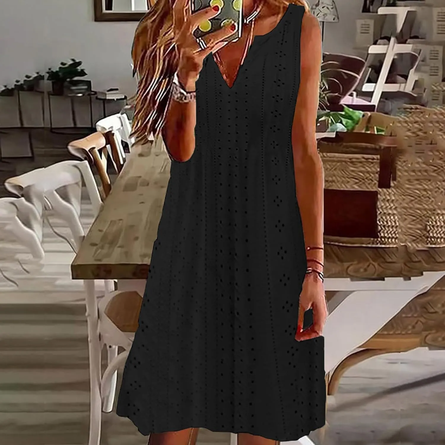 Sundresses for Women 2024 Casual Beach Sleeveless Resort Wear Vacation Sun Dresses Spring Summer Tank Dress