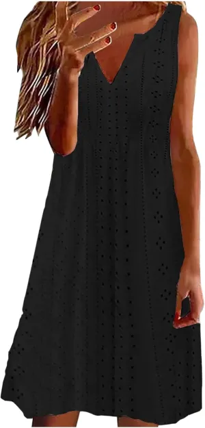 Sundresses for Women 2024 Casual Beach Sleeveless Resort Wear Vacation Sun Dresses Spring Summer Tank Dress
