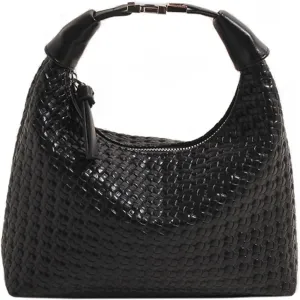 Trendy Shoulder Purses for Women PU Leather Woven Bag Hobo Tote Handbags Cute Crossbody Bags with Zipper Closure