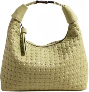 Trendy Shoulder Purses for Women PU Leather Woven Bag Hobo Tote Handbags Cute Crossbody Bags with Zipper Closure