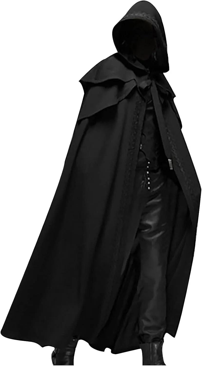 tuduoms Unisex Men's Medieval Cape Cloak with Hood - Witch Party Tunic Cape Assassin Hooded Cloak Halloween Cosplay Costumes