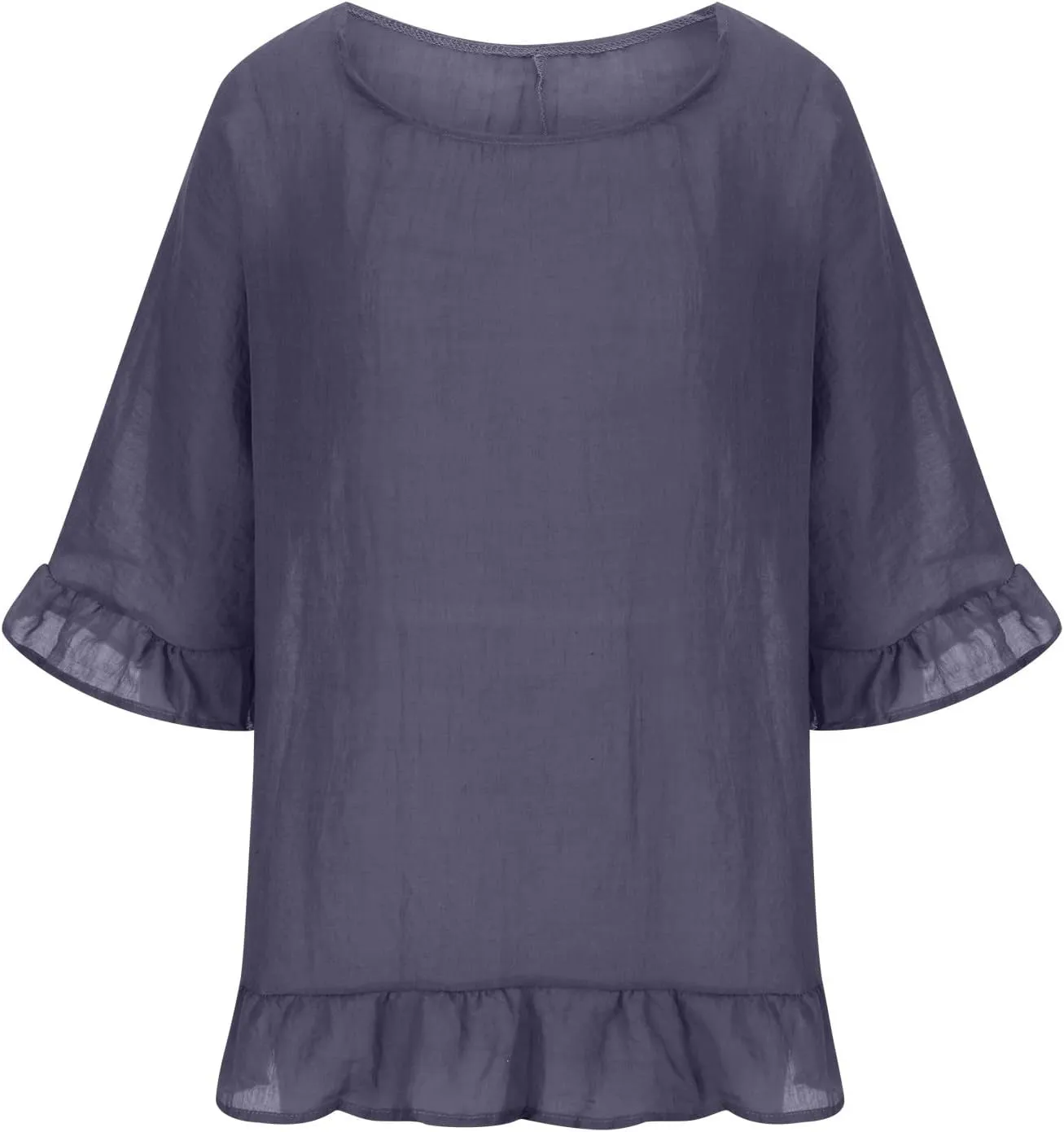 Tunic Dresses for Women 2024 Flowy Plus Size 3/4 Ruffle Sleeve Dress Oversized Lightweight Outdoor Bodycon Mini Dress